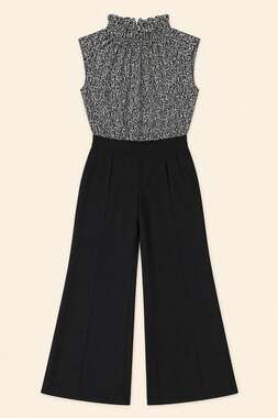 Tailored by Rebecca Taylor Silk Wide Leg Jumpsuit Black Floral Size 2